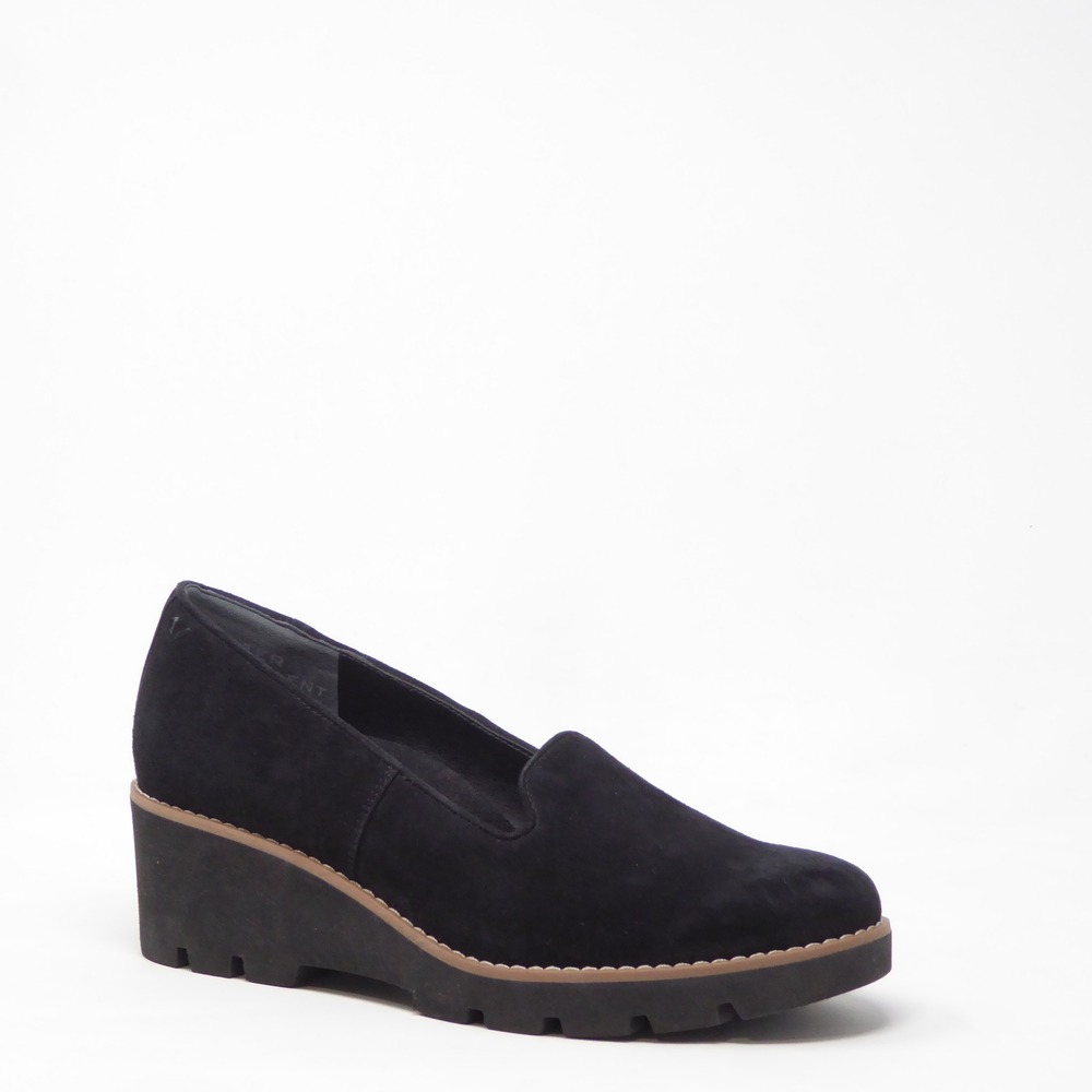 Vionic Women Willa Wedge Black Suede Loafer Shoes 8